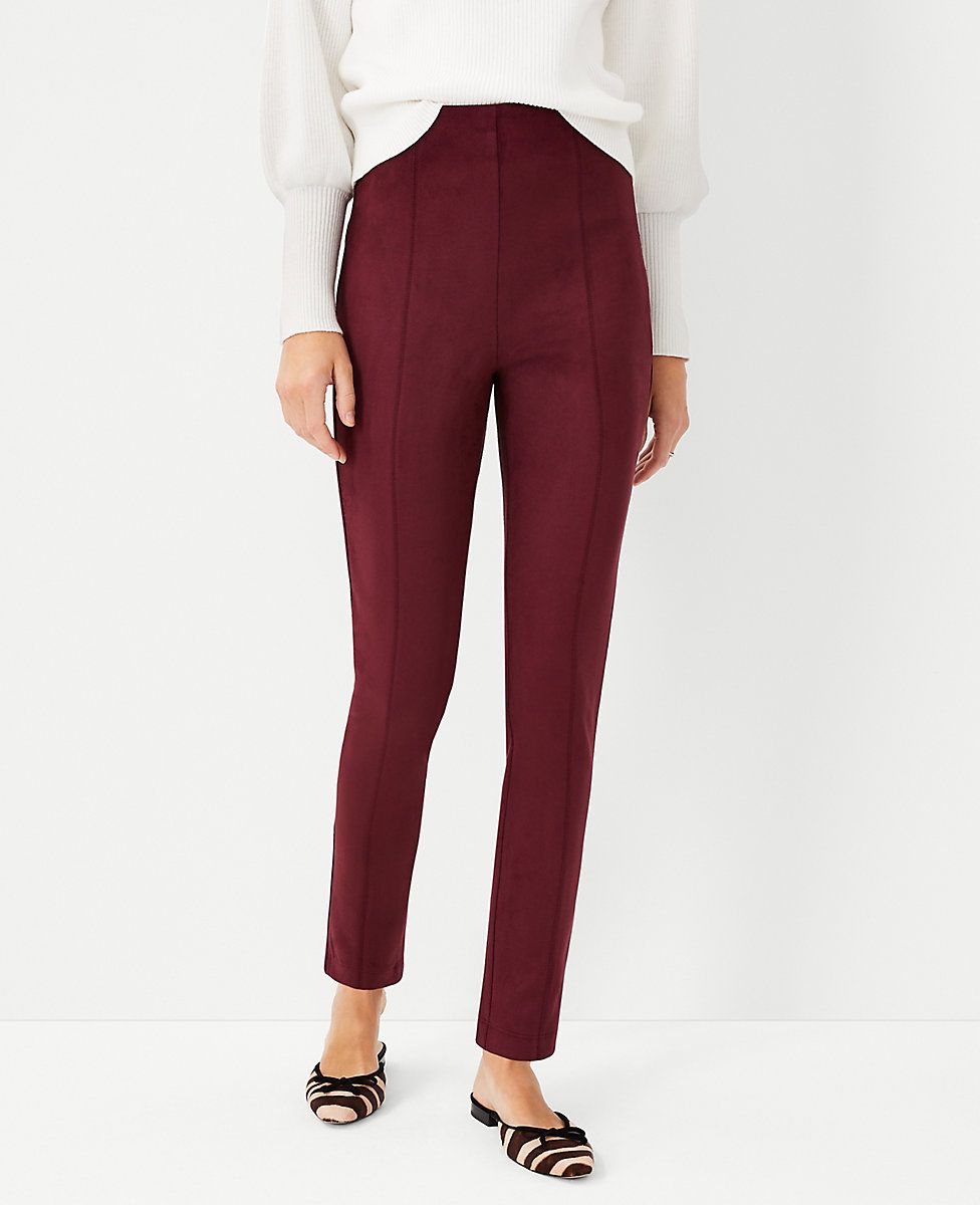 The Faux Suede Seamed Side Zip Legging | Ann Taylor (US)