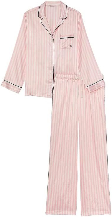 Victoria's Secret Satin Pajama Set, Long Sleeve Button Down Shirt & Pants, Sleepwear for Women (X... | Amazon (US)