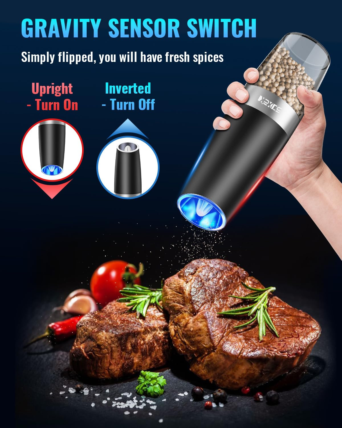 Sweet Alice Gravity Electric Pepper and Salt Grinder Set, Adjustable Coarseness, Battery Powered ... | Amazon (US)