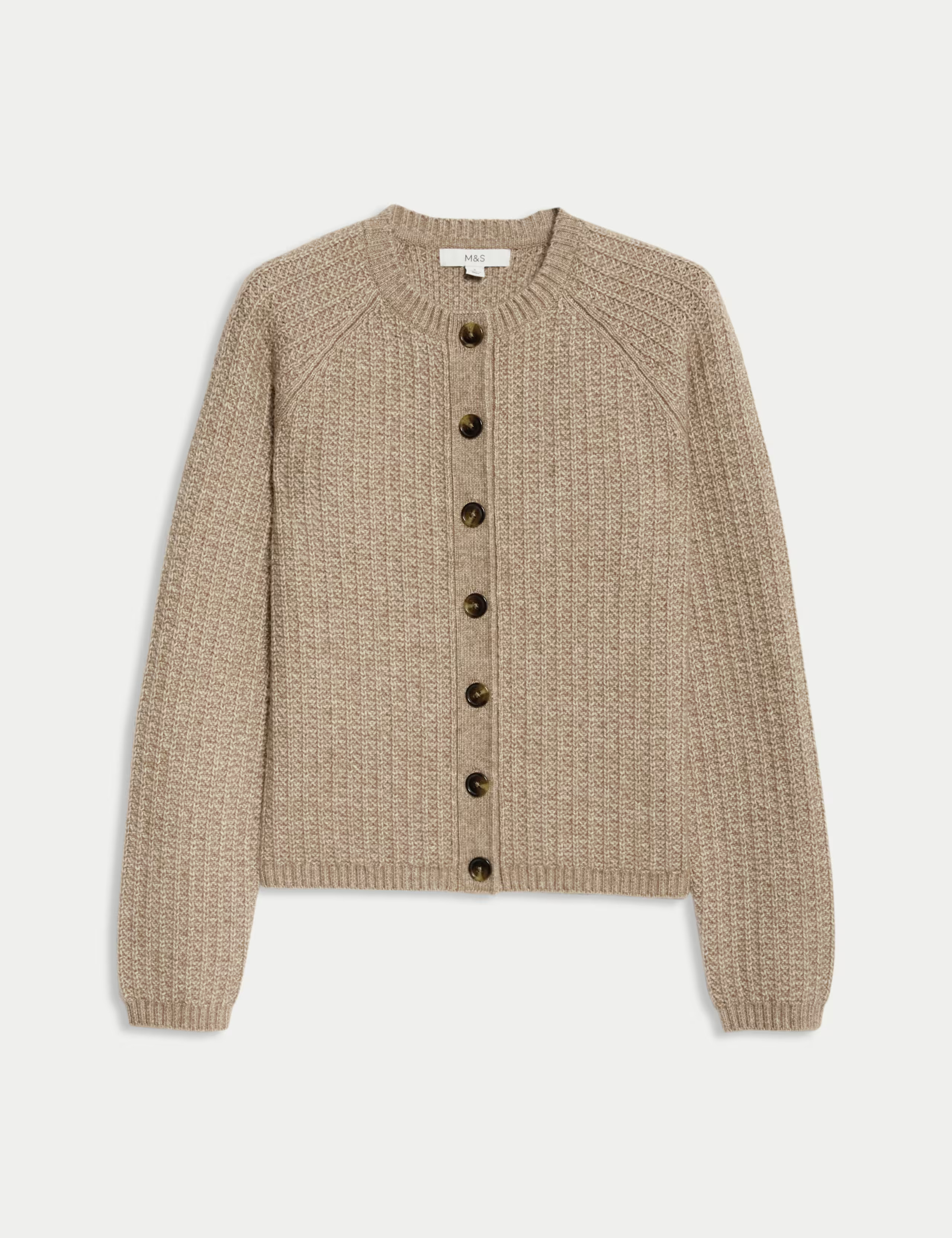 Cloud-Yarn Textured Crew Neck Cardigan | Marks & Spencer (UK)