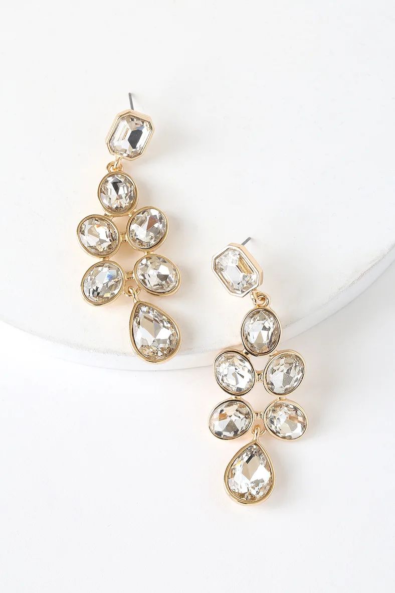 Completely Perfect Gold Rhinestone Earrings | Lulus (US)