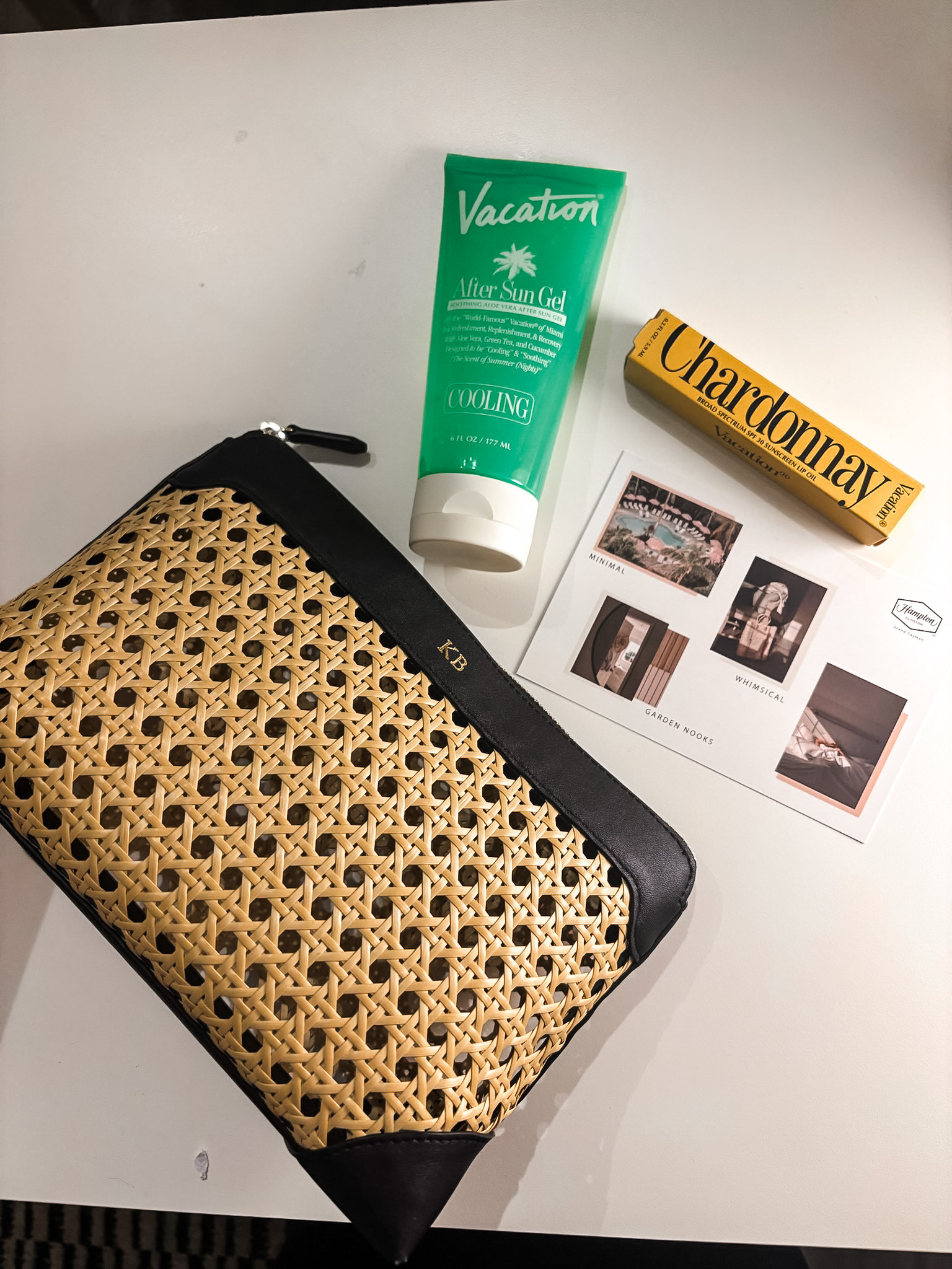 Upon arrival we exchanged gifts (the personalized clutches from me) and I was thrilled that Lisa brought me Aloe and Lip Oil from Vacation! We are SO READY.

#LTKTravel #LTKSeasonal #LTKSwim