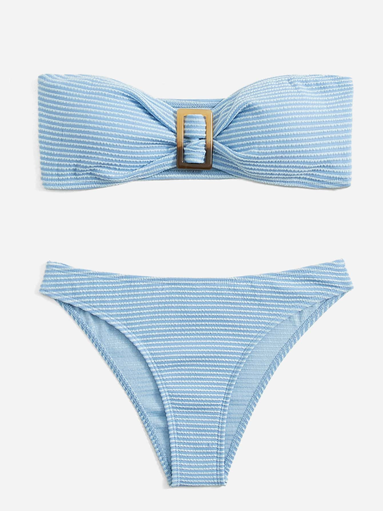 Ring Linked Bandeau Bikini Swimsuit | SHEIN