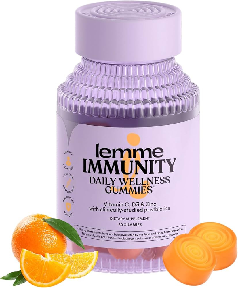 Lemme Immunity Postbiotic Gummies with Vitamin C, Vitamin D (2000 IU), Zinc, 10 Billion Postbioti... | Amazon (US)