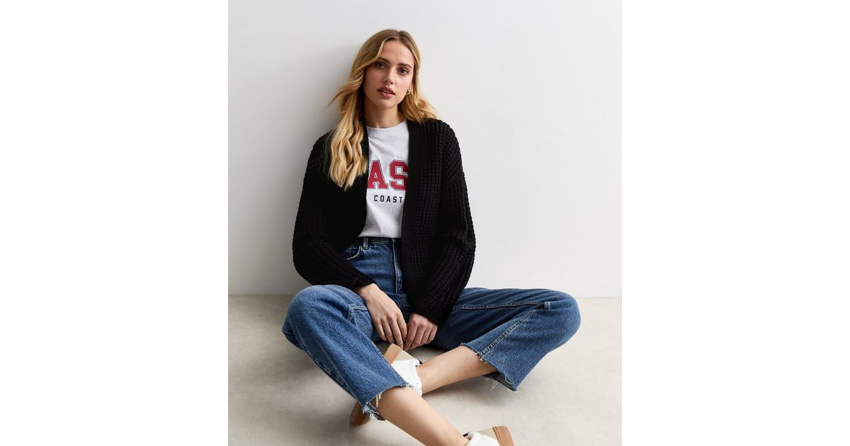 Black Stitch Knit Cardigan | New Look | New Look (UK)