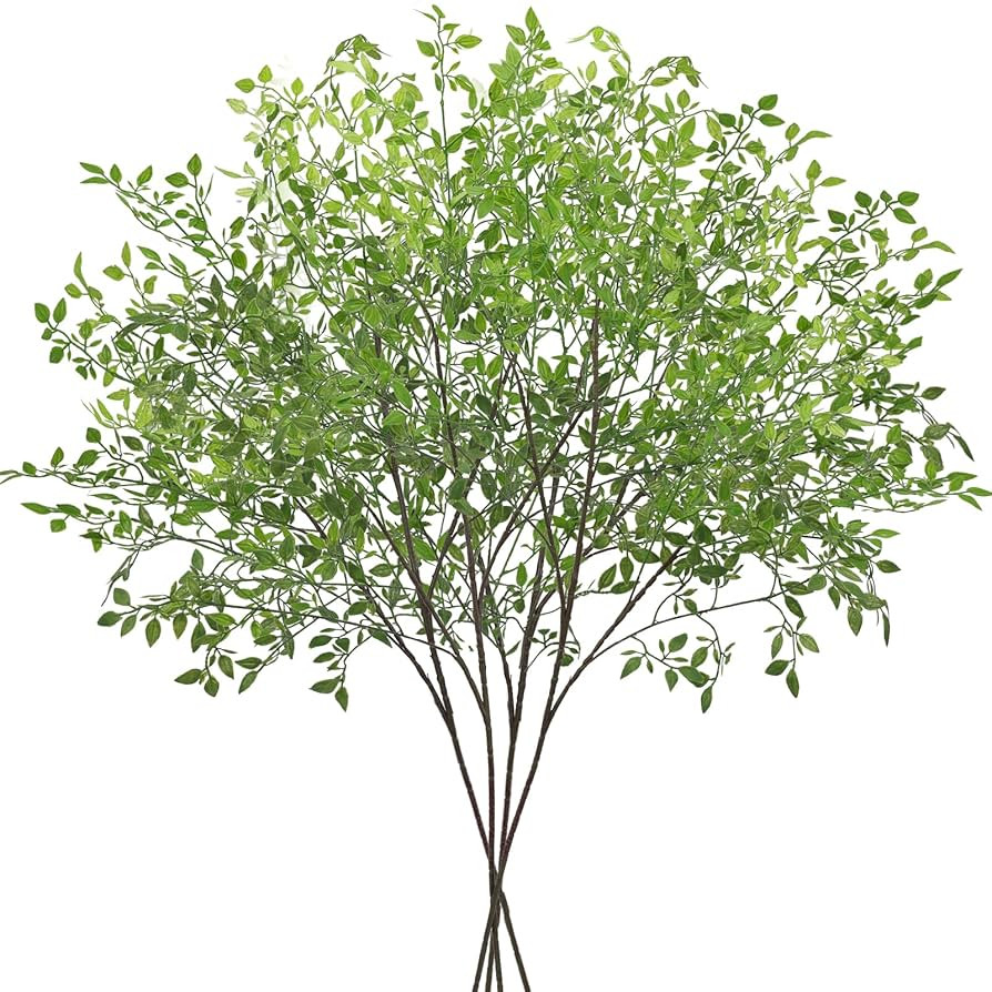 CEWOR 4pcs Artificial Plants Fake Greenery Branches for Vase, 43.3 Inch Green Nandina Long Steams... | Amazon (US)