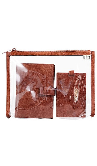 BEIS The Passport & Luggage Tag Set in Brown. | Revolve Clothing (Global)