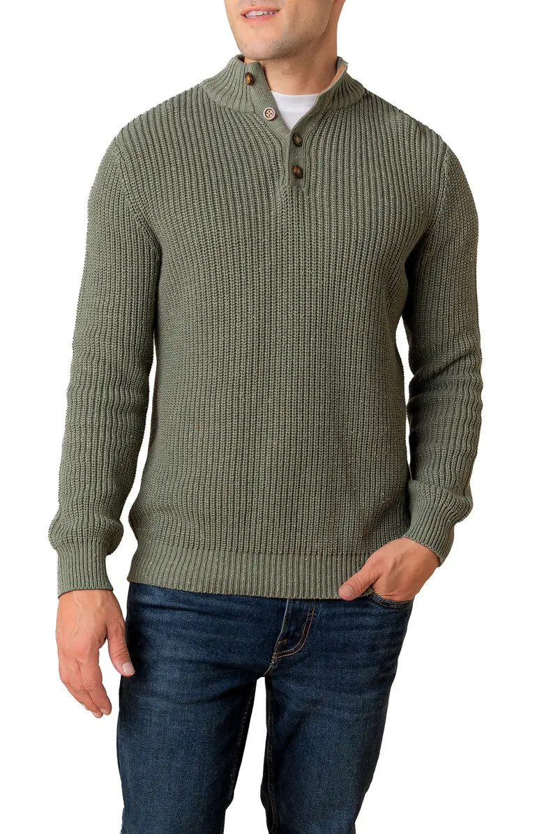 Hope & Henry Organic Mock Neck Cardigan Stitch Sweater | Nordstrom | Nordstrom