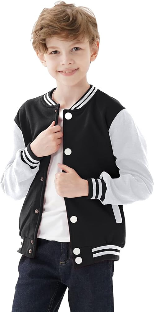 DGSYSHML Kids Baseball Jackets Boys Girls Team Uniform Varsity Jacket Everyday Casual School Cott... | Amazon (US)
