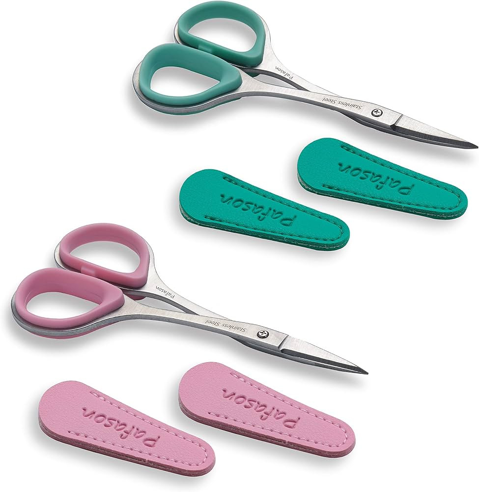 PAFASON 4" Stainless Steel Curved & Straight Embroidery Scissors Set with Premium PU Leather Cove... | Amazon (US)
