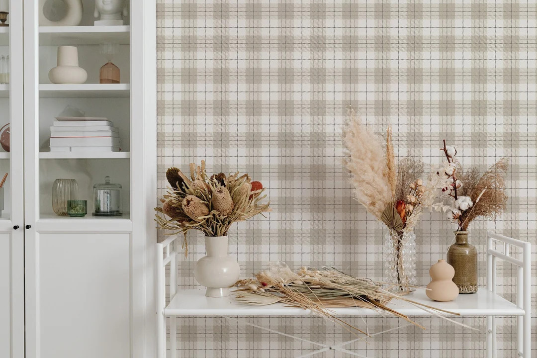 Minimal Winter Plaid Wallpaper. Peel and Stick and Traditional - Etsy | Etsy (US)