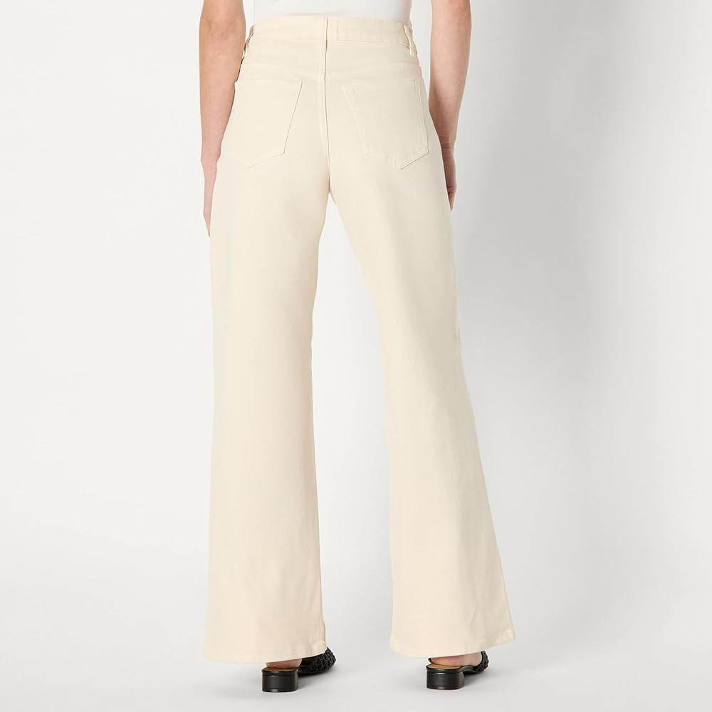 Amazon.com: Amazon Essentials Women's Women's Low Stretch Relaxed-Fit Mid-Rise Wide Leg Jean, Ecr... | Amazon (US)