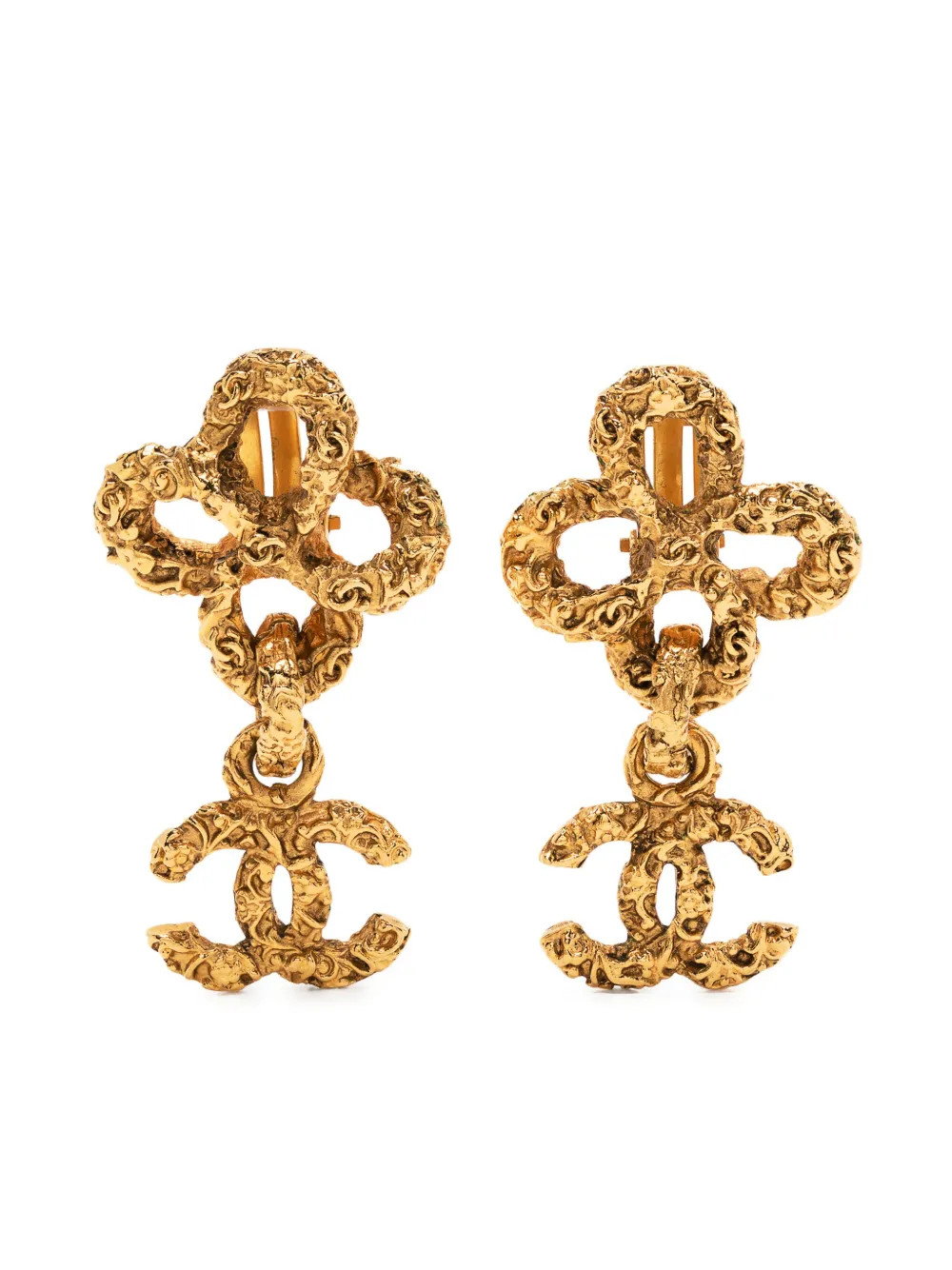 CHANEL Pre-Owned 1993 CC Dangle clip-on Earrings - Farfetch | Farfetch Global