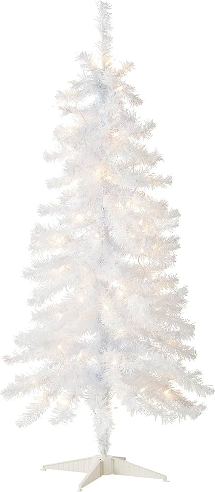 National Tree Company Pre-Lit Artificial Christmas Tree, White Tinsel, White Lights, Includes Sta... | Amazon (US)