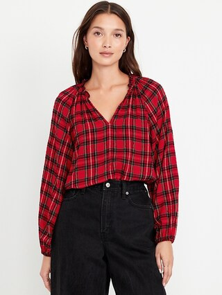 Split-Neck Seersucker Top | Old Navy (US)
