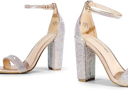 DREAM PAIRS Women's Hi-Chunk High Heel Pump Sandals | Amazon (US)