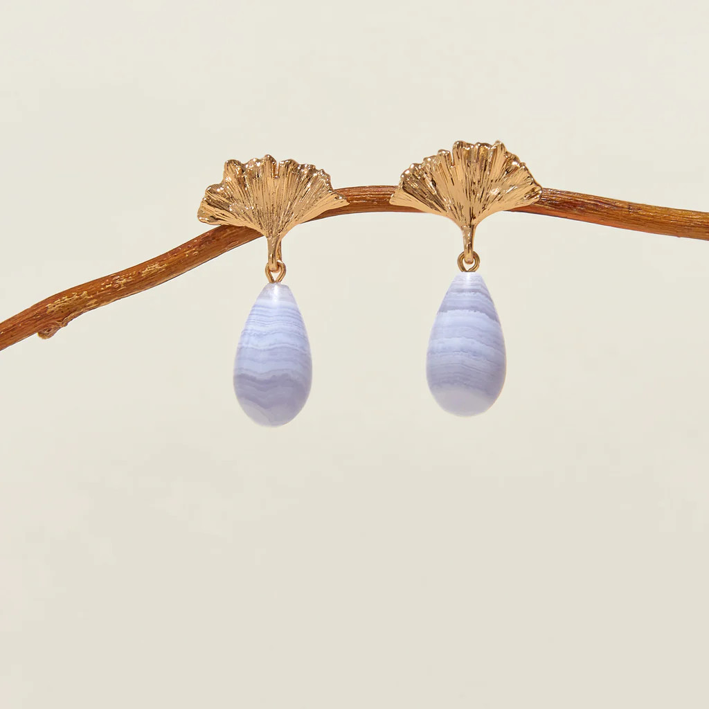 Gingko Drop Earrings Light Blue | Mignonne Gavigan