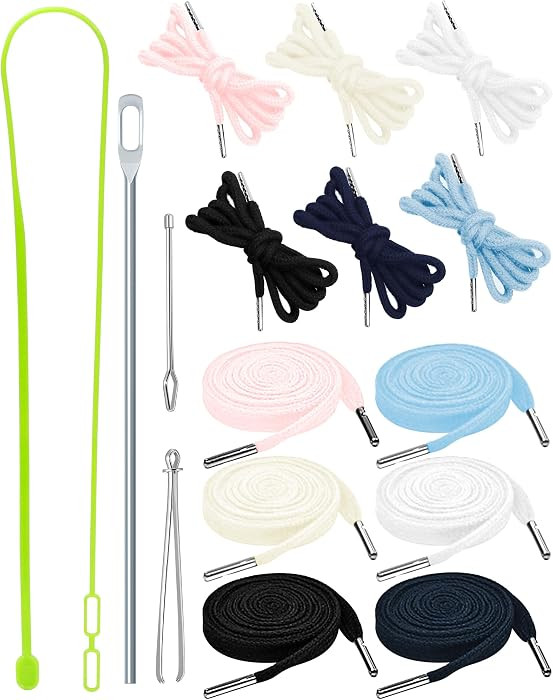 FIVEIZERO 16pcs Drawstring Cord Kit-12pcs Hoodie Strings (Flat & Round,6 Light Colors) with Draws... | Amazon (US)