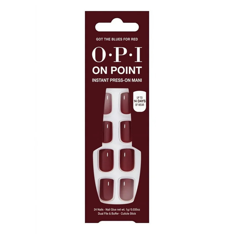 OPI On Point Instant Press On Nails, Got The Blues for Red, False Nails, 24 Pieces - Walmart.com | Walmart (US)