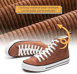 hash bubbie Women's High top Sneakers White Canvas Shoes Black High Tops Shoes Corduroy Lace up C... | Amazon (US)