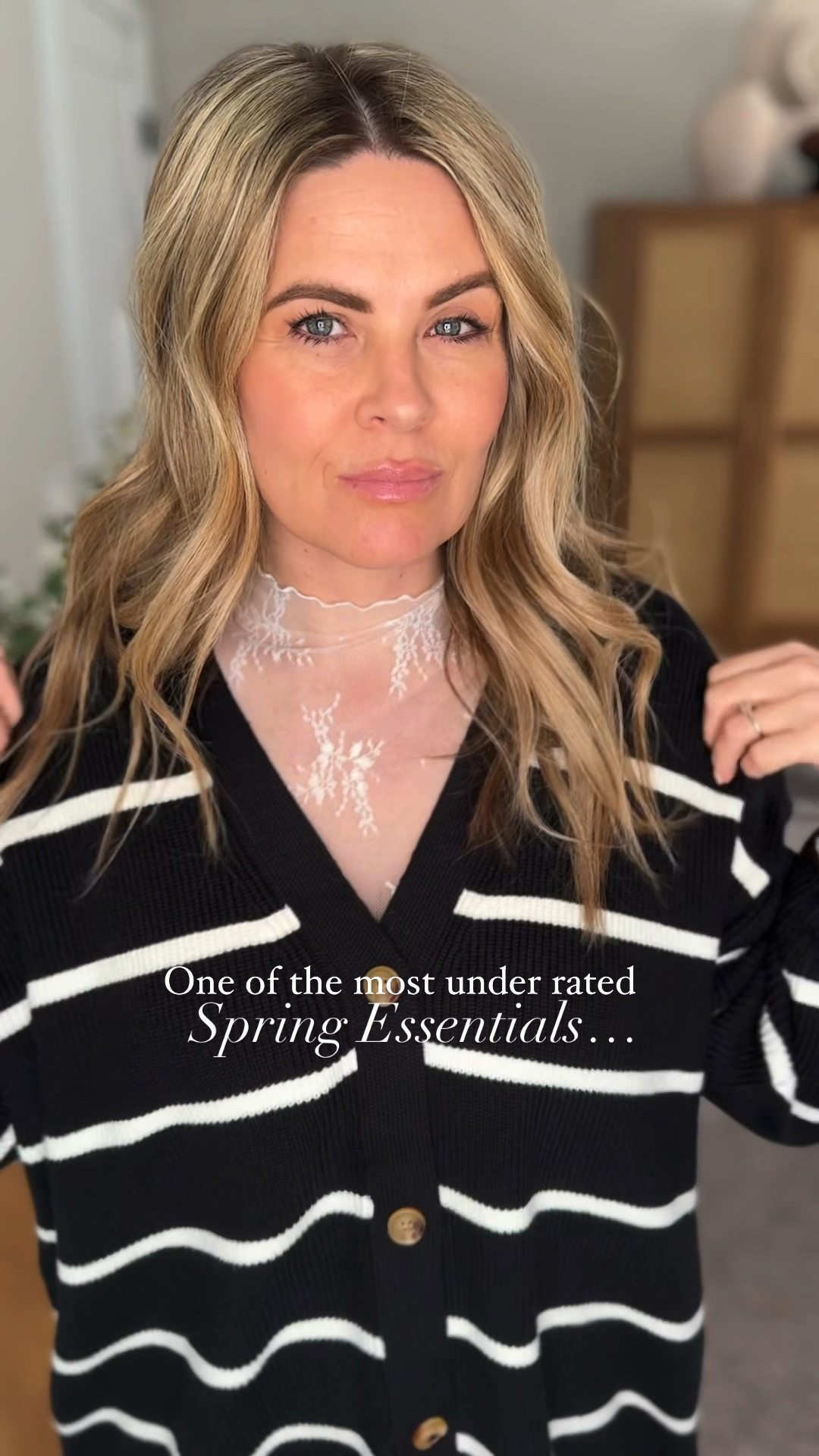 Sheer lace layering top for the win!! I love this cardigan too! It can be worn many ways and I was so happy when I tried this lace top under it. And paired with boots for a dressier look. 

#LTKover40 #LTKVideo #LTKSeasonal