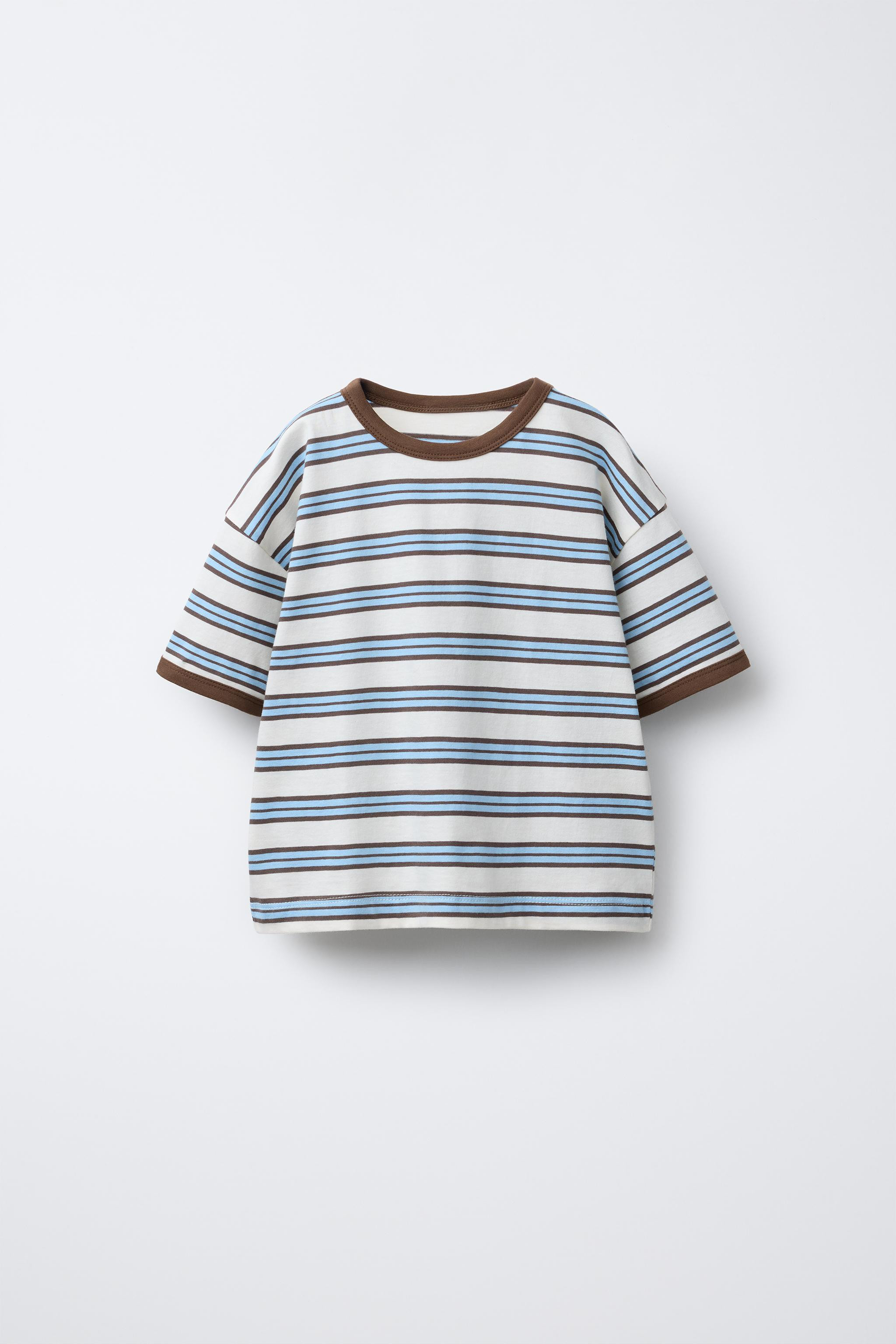 STRIPED T-SHIRT WITH CONTRAST TRIM | Zara US