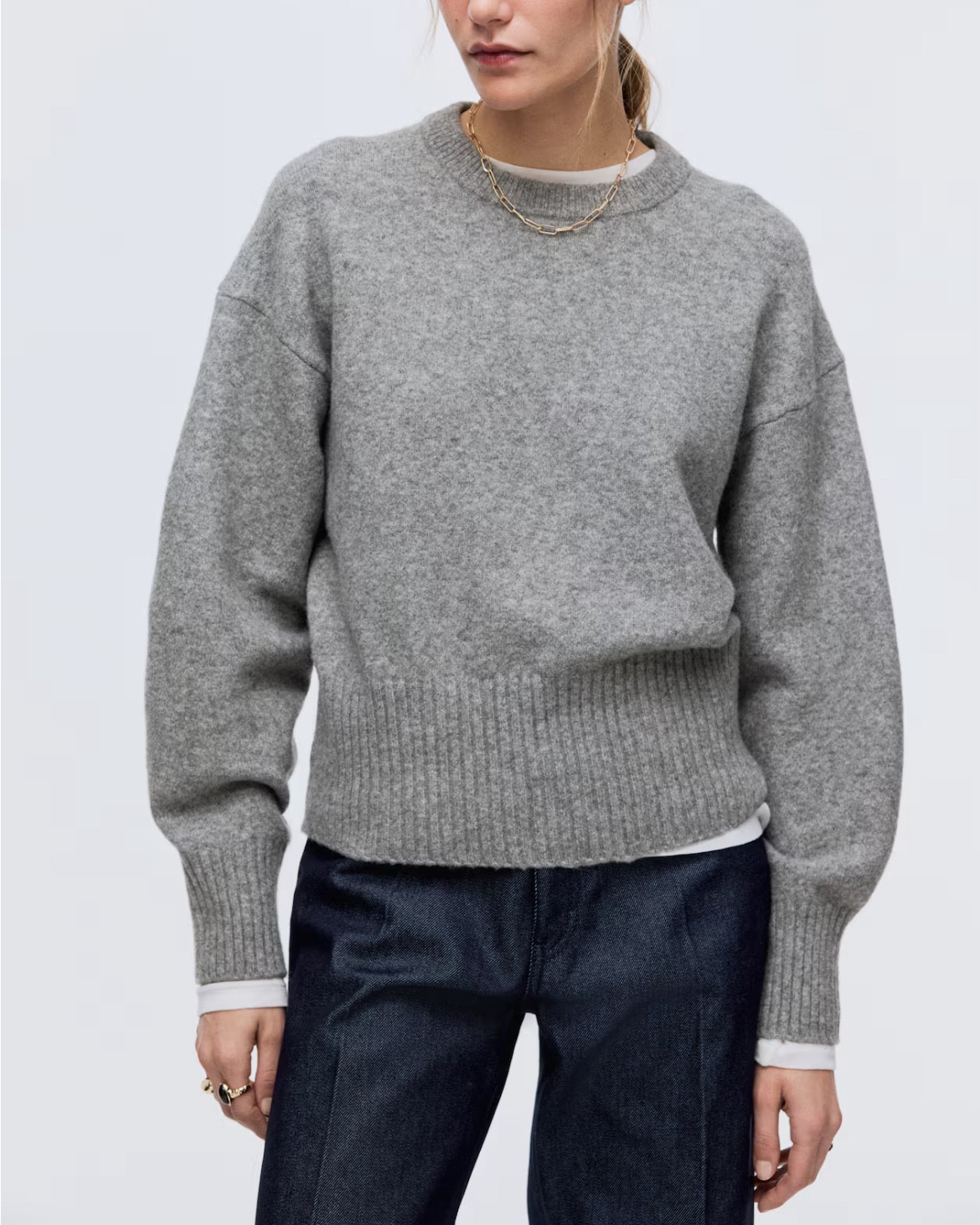 Gray crewneck sweater  

#LTKSeasonal #LTKFindsUnder50