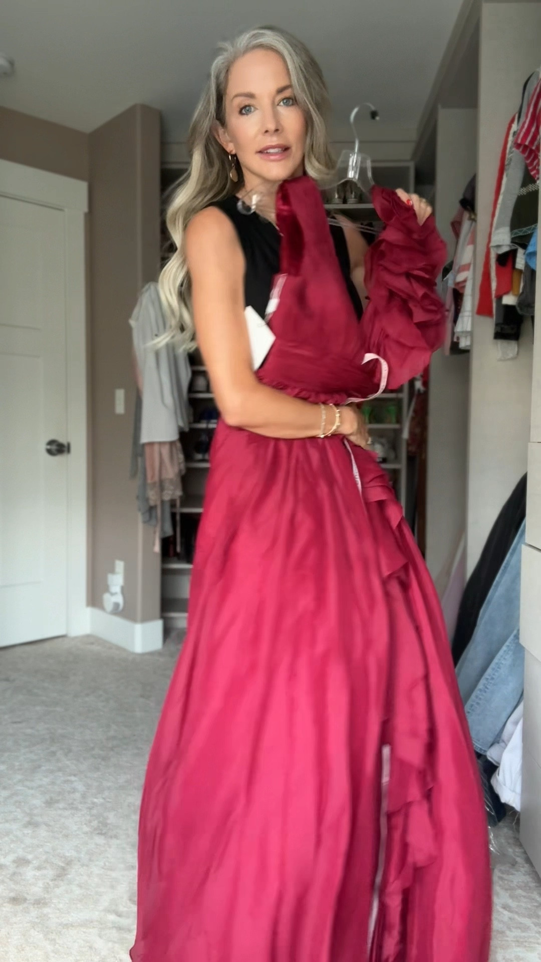 I wasn’t supposed to open the box yet… but when three Mac Duggal gowns show up on your doorstep, you don’t wait—you rip that baby open like it’s Christmas morning. 🎁✨ This is part one of my mother-of-the-bride dress journey, and even though I haven’t had a second to try them on (busy doesn’t begin to cover it), I had to share what just arrived.

All three dresses are formal, dramatic, and absolutely stunning—but totally different vibes. 👇🏼
👗 Dress 1 is a bold pink-red with a plunging neckline—she’s flirty, feminine, and not afraid of attention.
🍷 Dress 2 is a rich wine red one-shoulder moment—probably my favorite color-wise, even if I wasn’t planning on going the one-shoulder route (everyone’s doing it, but is that a reason not to?).
💜 Dress 3 is the wildcard: long sleeves, backless, and a deep purple tone that feels unexpected but still elegant. For those of you who hated sleeves last time…this one might just win you over. 😉

I’ll be trying them on soon, but I’d love to know—do you already have a favorite? Drop a “1,” “2,” or “3” in the comments and tell me which one you think I should wear for the big day. 💬💍

Sharing this Mac Duggal moment with all my favorite fashion eyes. From #MotherOfTheBride dreams to full-on #FormalGownTryOn obsession, I’m loving this #DesignerDressHaul and deep in #WeddingStyle planning. These dresses bring that #ElegantFashion and true #GlamMomMoment energy—whether it’s a #OneShoulderGown, a sultry #BacklessDress, or that bold #RedDressMagic. Maybe it’s the moody #PlumPerfection for a more unique look? Either way, it’s all #ChicAndFormal. Let’s kick off this #TryOnSeries and start the ultimate #DressDebate—because wedding season is officially here. #WeddingSeasonReady #MacDuggal


#LTKOver40 #LTKWedding