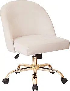 OSP Home Furnishings Layton Mid-Back Adjustable Office Chair with 5-Star Base, Gold Finish and Oy... | Amazon (US)