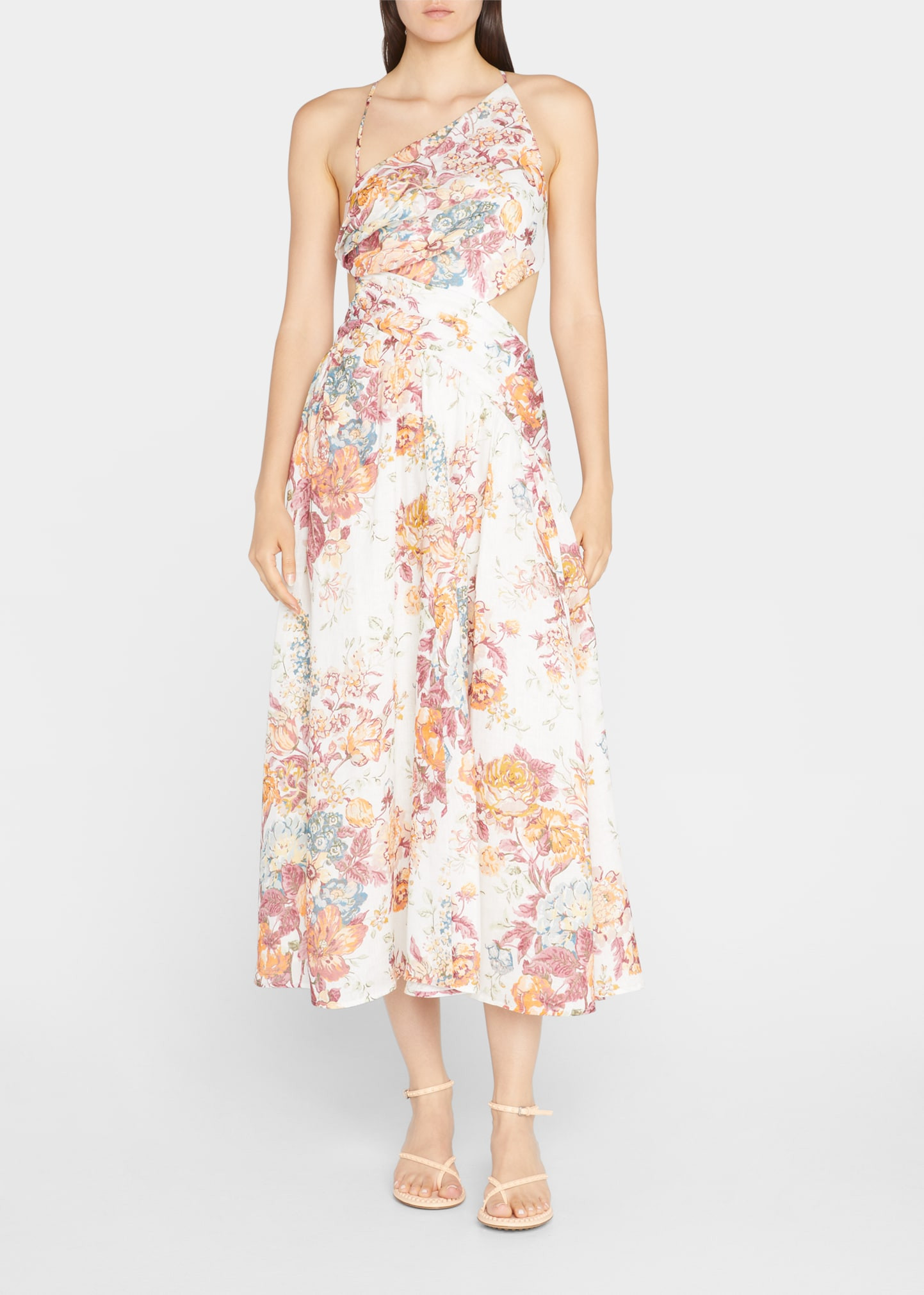 Pattie Floral One-Shoulder Midi Dress | Bergdorf Goodman