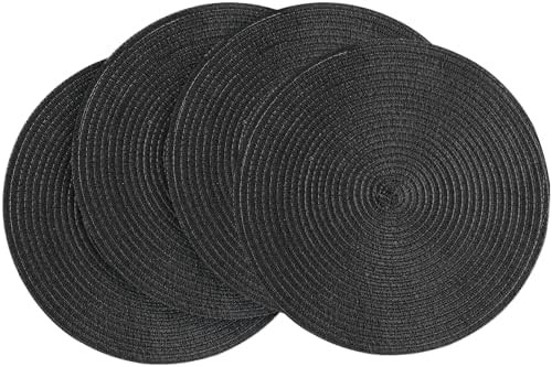 15 Inch Round Braided Placemats Set of 4, Washable Heat Resistant Cotton Polyester Circle Place M... | Amazon (US)