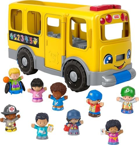 Fisher-Price Little People Toddler Toy Big Yellow School Bus & Community Heroes Set, Musical Pull... | Amazon (US)