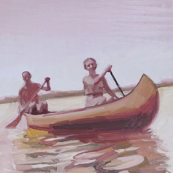 Canoe Couple Sepia | Artfully Walls