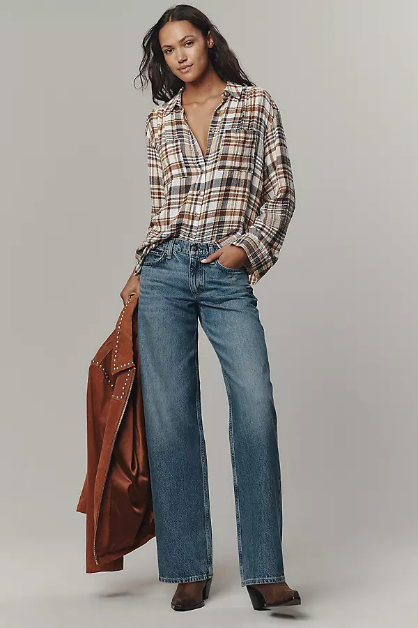 Saige Low-Rise Relaxed Straight-Leg Jeans | Anthropologie (US)