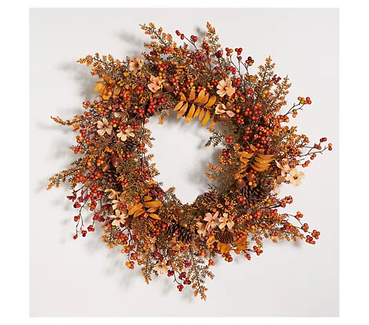 Safavieh Faux 31" Berry & Coreopsis Wreath - QVC.com | QVC