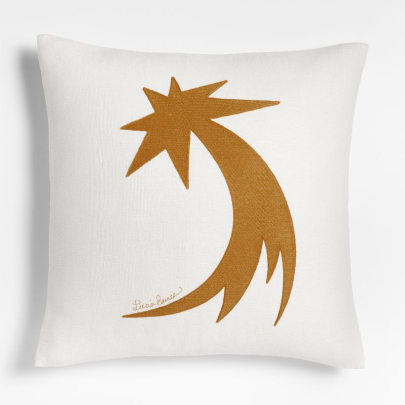 Comet 23"x23" Embroidered Linen Throw Pillow Cover by Lucia Eames | Crate & Barrel | Crate & Barrel