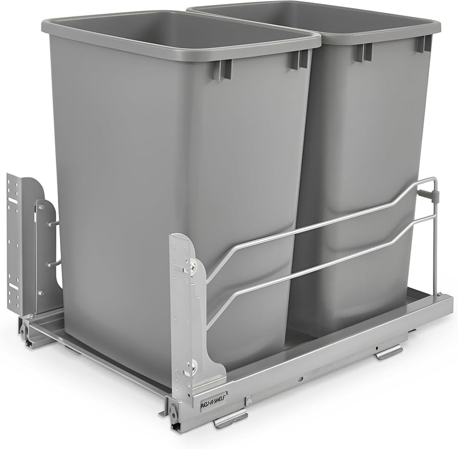 Rev-A-Shelf Double Pullout Trash Cans for Under Kitchen Cabinets 35 Quart 8.75 Gallon with Soft-C... | Amazon (US)