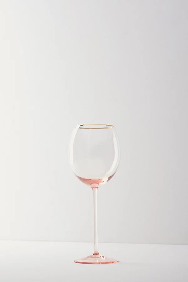 Gilded Rim White Wine Glass By Anthropologie in Pink Size WHITE WINE | Anthropologie (US)