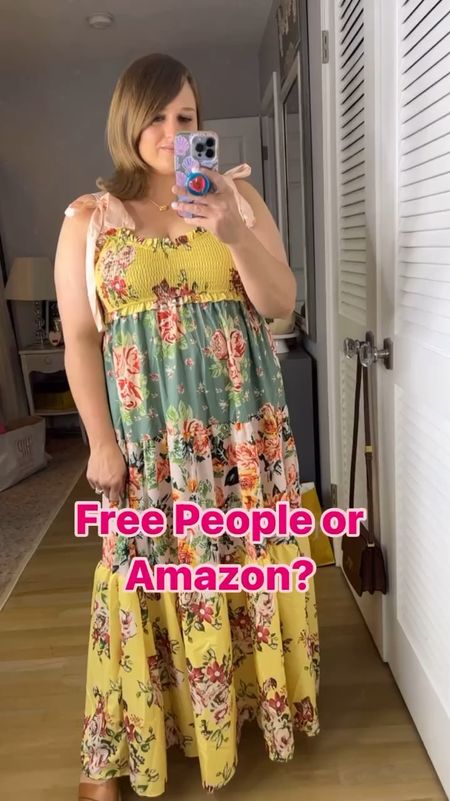 The cutest free people look for less! Free people dupe, Amazon, Amazon dress, wedding guest dress, vacation dress, vacation outfit