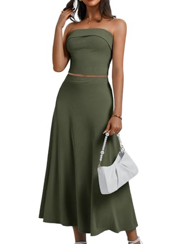 Green Two Piece Skirt Set for Women 2025, Matching Sets Clothing Fall,Date Night Vacation Outfits, Cocktail Dress Arm Green S | Amazon (US)