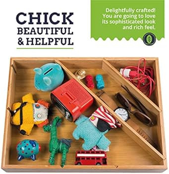 Diagonal Space Saving Bamboo Drawer and Cabinet Organizer Divider fits Drawers 17” X 12” X 2.5” by E | Amazon (US)