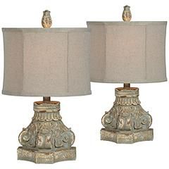 Forty West Roma Distressed Blue Accent Table Lamps Set of 2 | LampsPlus.com