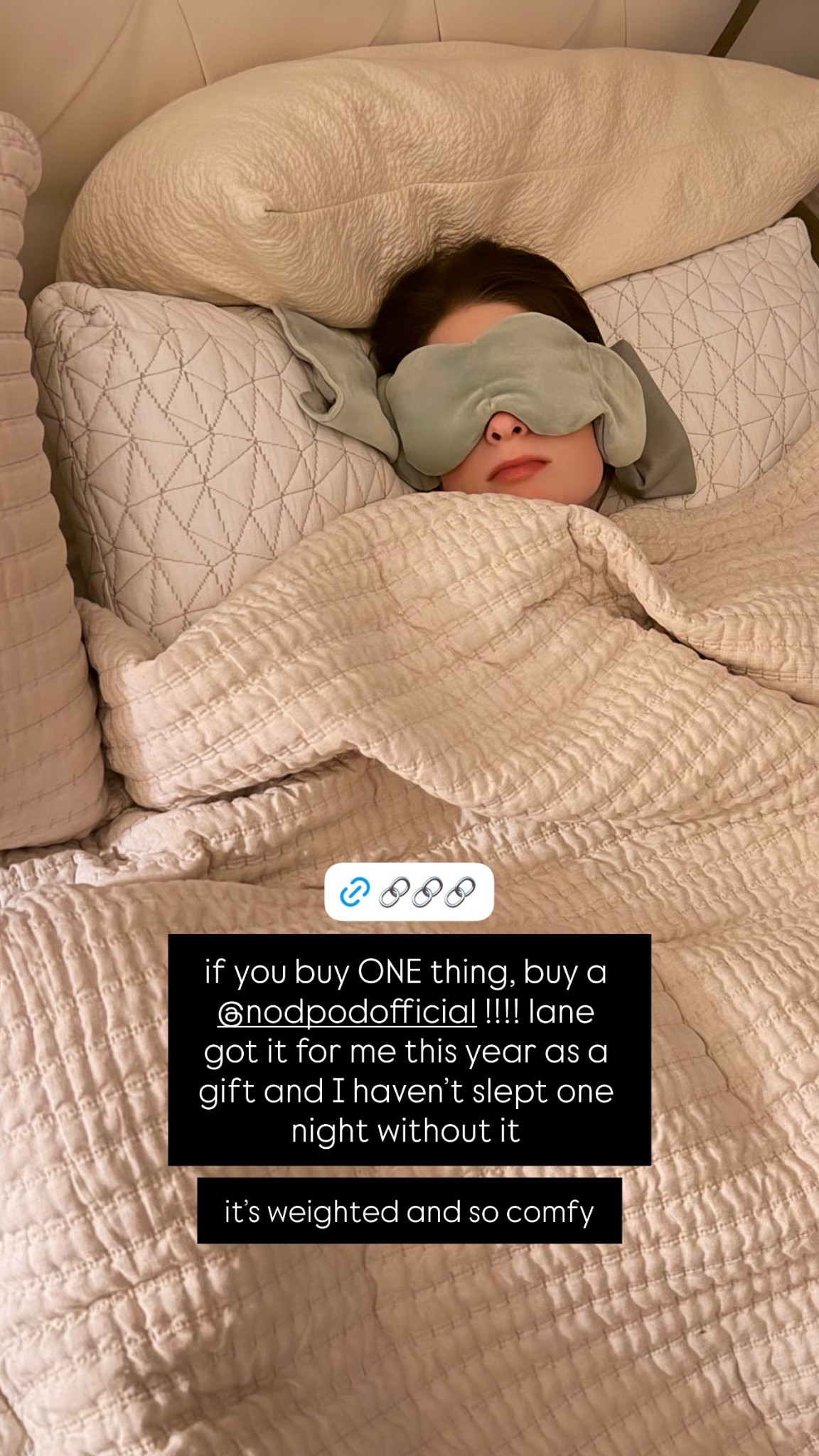 if you buy ONE thing, buy a @nodpodofficial !!!! lane got it for me this year as a gift and I haven’t slept one night without it it’s weighted and so comfy