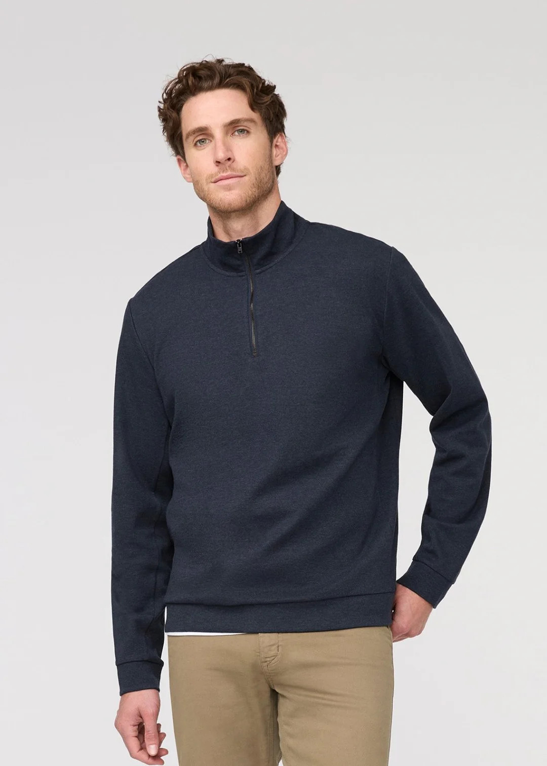 Performance Flannel Quarter Zip - Heather Navy | DUER