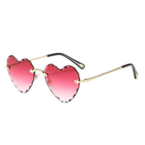Dollger Red Heart Sunglasses Rimless Heart Shaped Lover Sun Glasses Goggles Cute Thin Metal Frame Eyewear Party for Bachelorette Valentines Swift | Amazon (US)