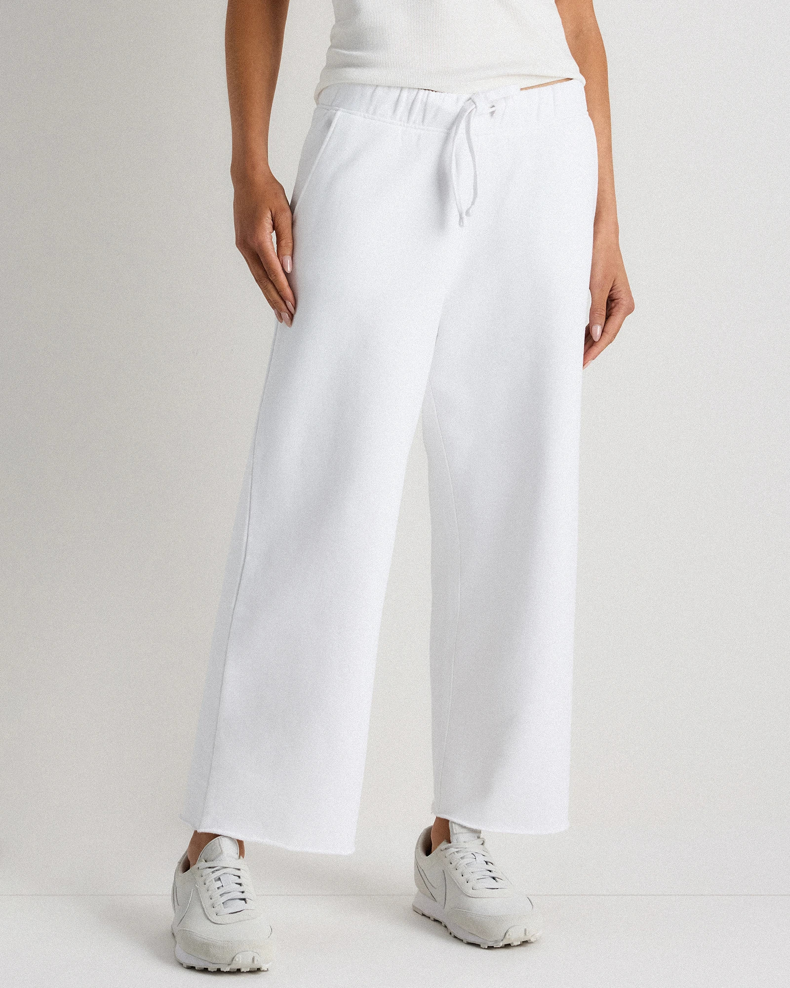 Quince | Women's Organic French Terry Cropped Wide Leg Pants in Classic White, Size XS, Organic Cotton | Quince