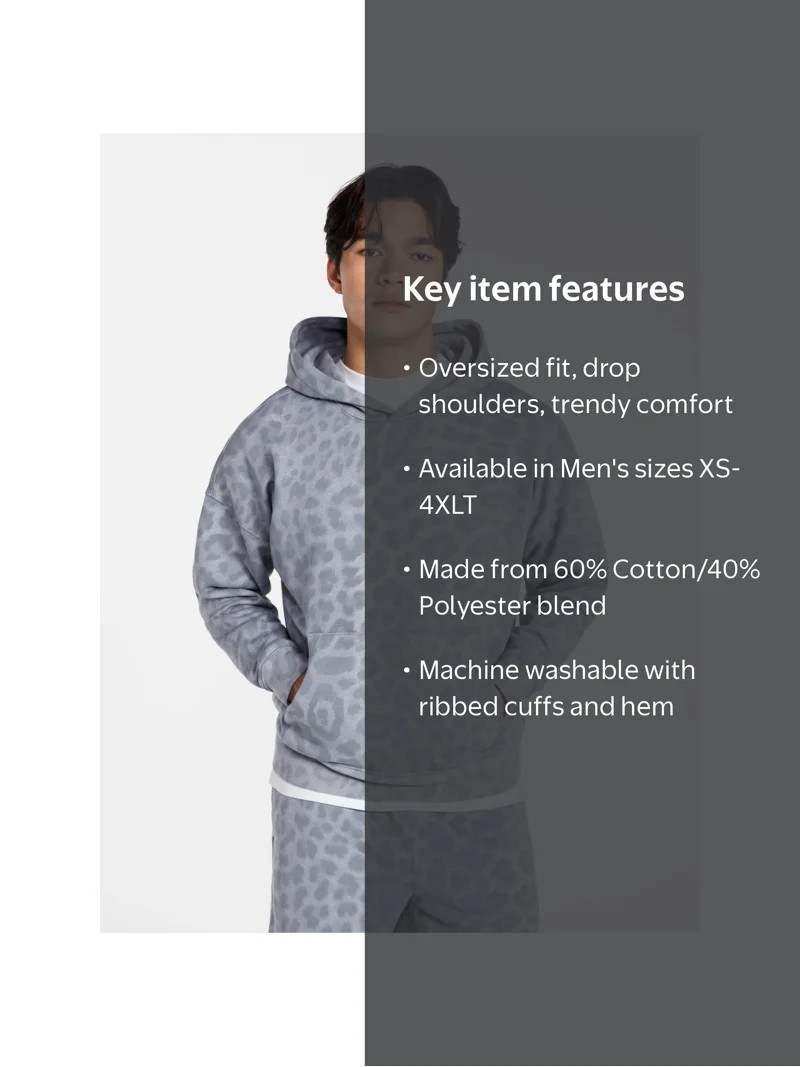 No Boundaries Oversized Hoodie with Long Sleeves, Men's XS-4XLT | Walmart (US)