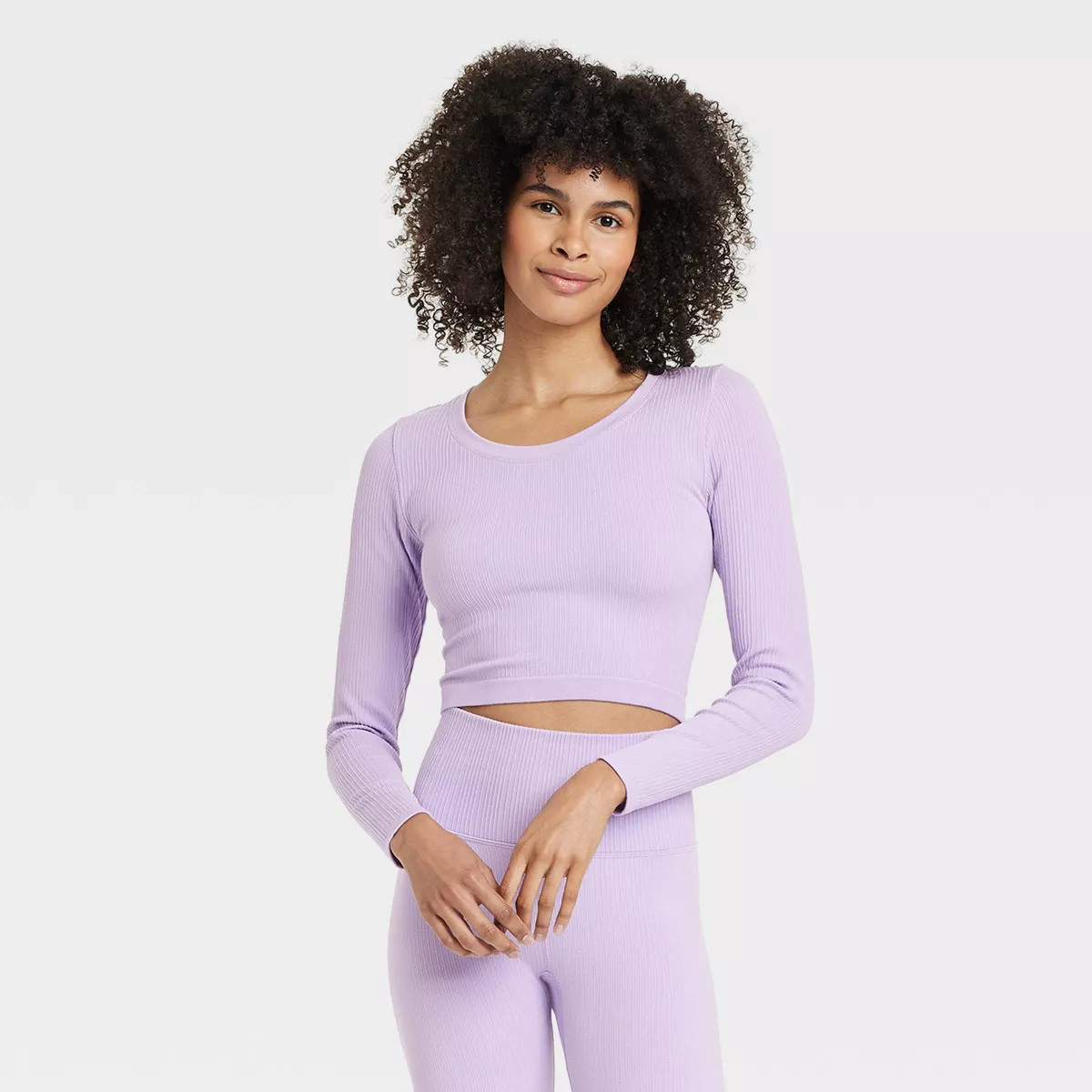 Women's Seamless Ribbed Cropped Long Sleeve Top - All In Motion™ | Target