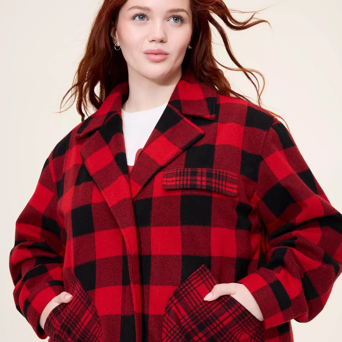 Women's Buffalo Check Melton Jacket - Woolrich x Target Red/Black | Target