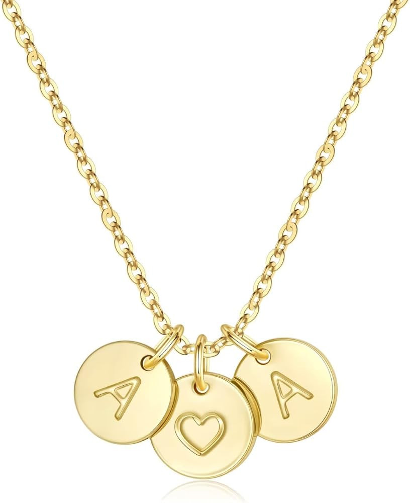 M MOOHAM Mothers Day Gifts for Mom - Two Initial Necklaces for Women 14K-Gold-Plated Disc Letter ... | Amazon (US)